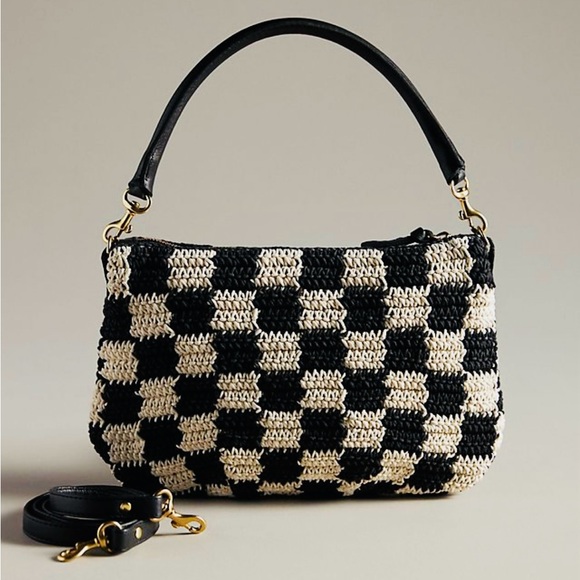 Clare V Black and Cream Checker Crochet Petit Moyen - Picture 8 of 10